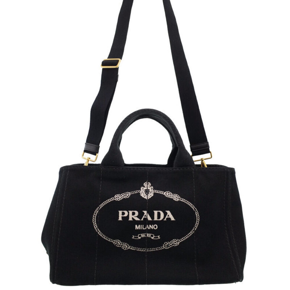 Prada Canapa 2way Tote Shoulder Bag Black - Picture 1 of 9